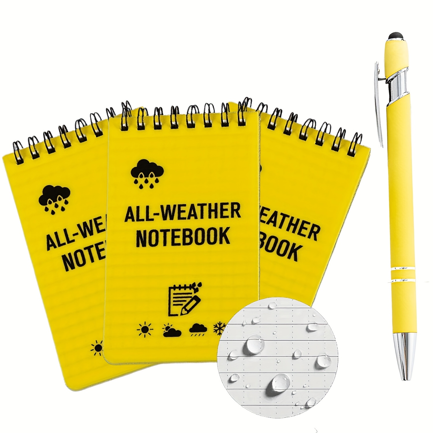 Outdoor Adventure Books - 4-teiliges Wetter- und Outdoor-Abenteuer-Taschennotizbuch-Set mit Stift,