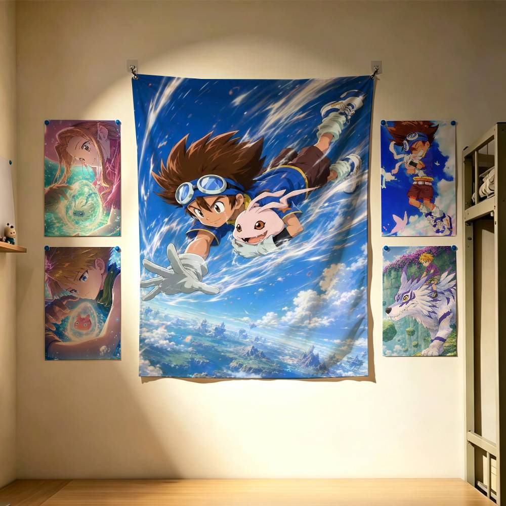 Outdoor Adventure Background - Niedliche Digimon Adventure-Flaggen, Wandbehang, Hintergrundkunst, Banner